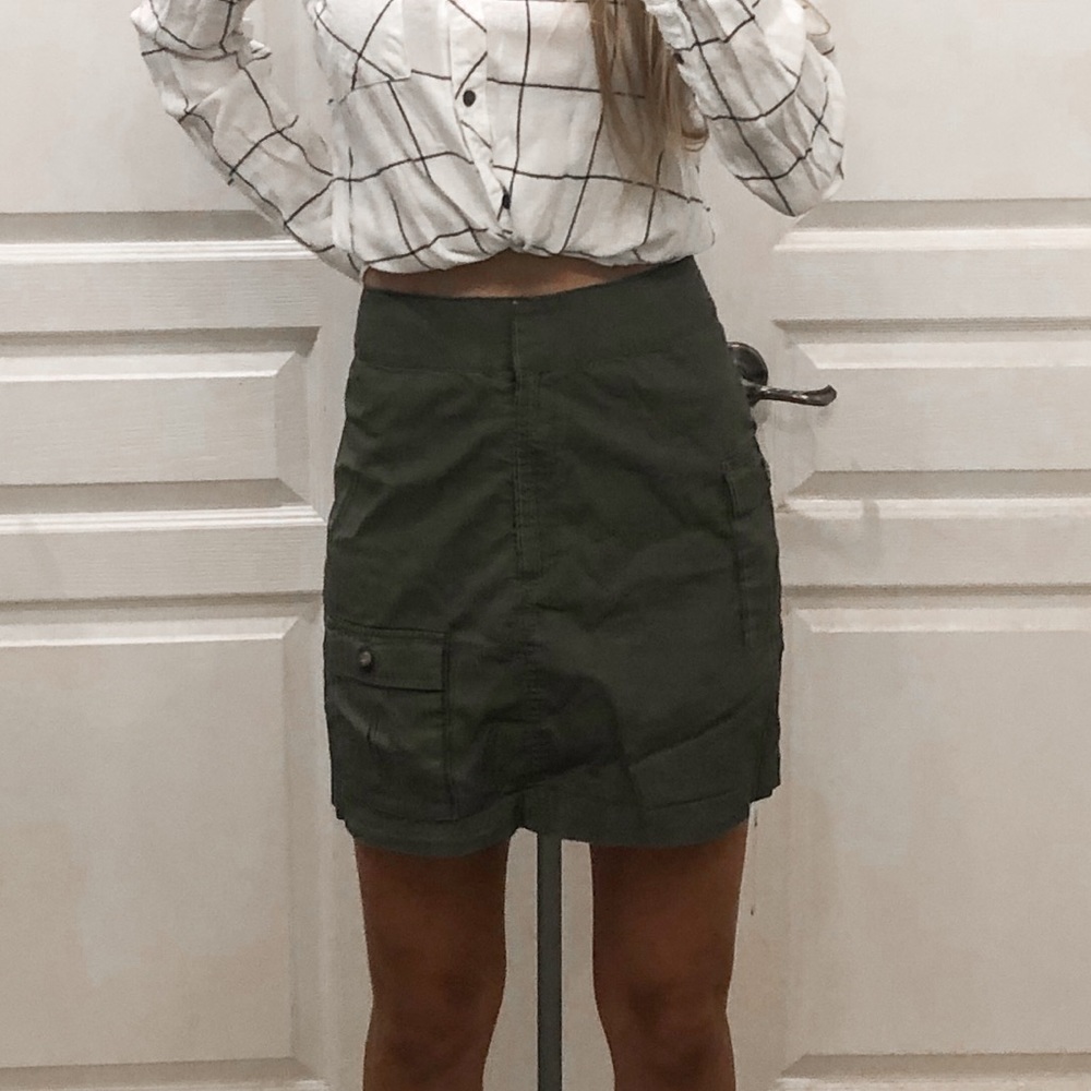 Military Green Cargo High Waisted Skirt